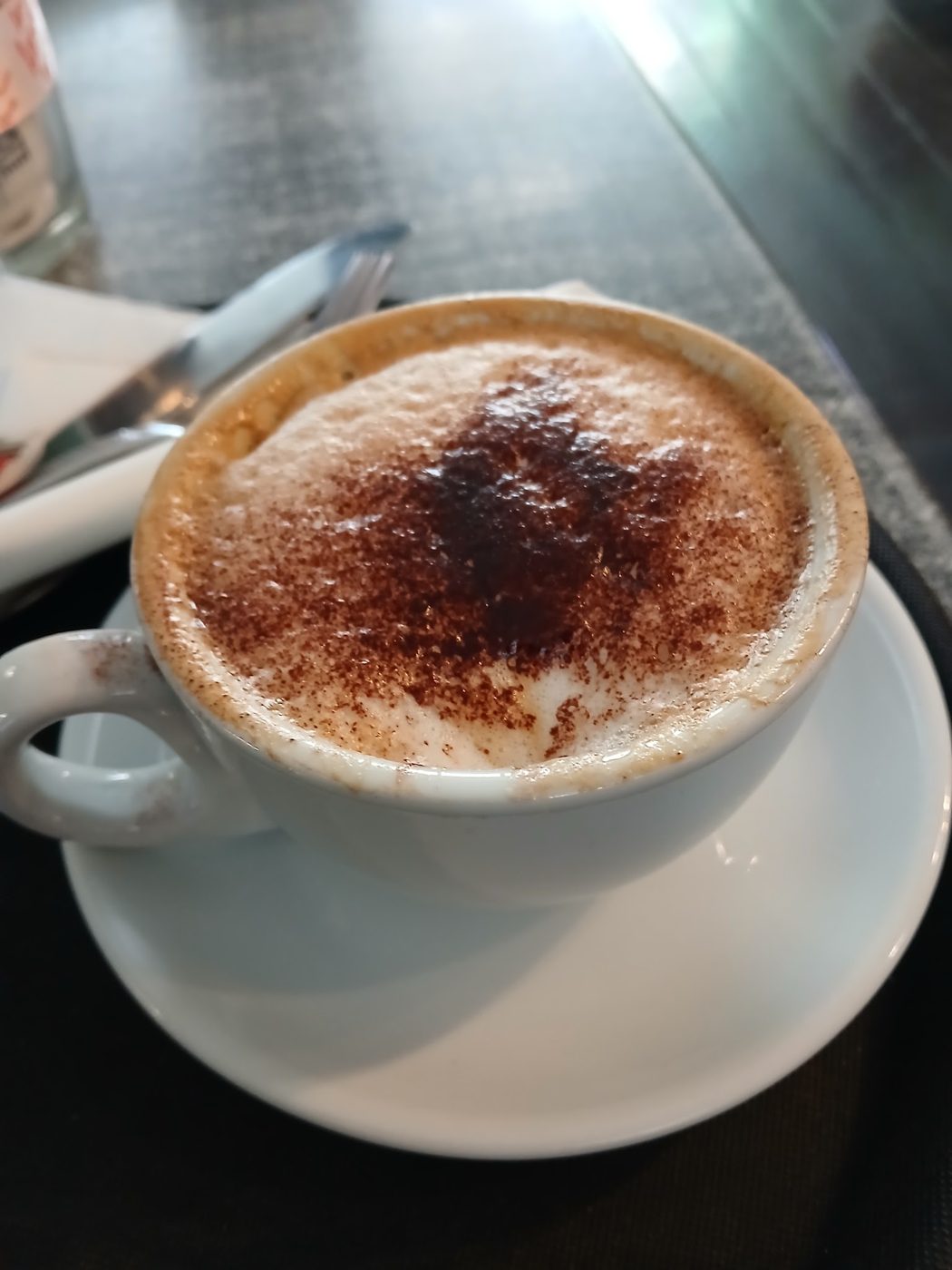 A cappuccino dusted with chocolate